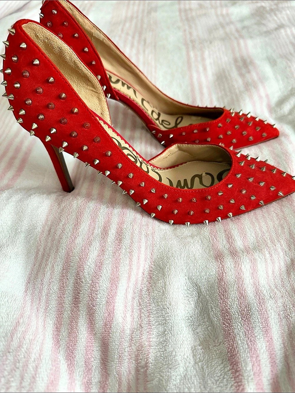 Sam Edelman Nora Spiked D'Orsay Pump Red US 8 - Picture 2 of 6